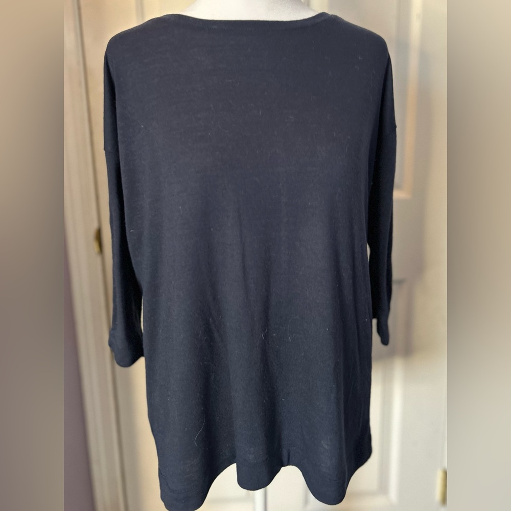Ann Taylor LOFT Navy Blue Sweater With Buttons Down The Sleeve Size Small